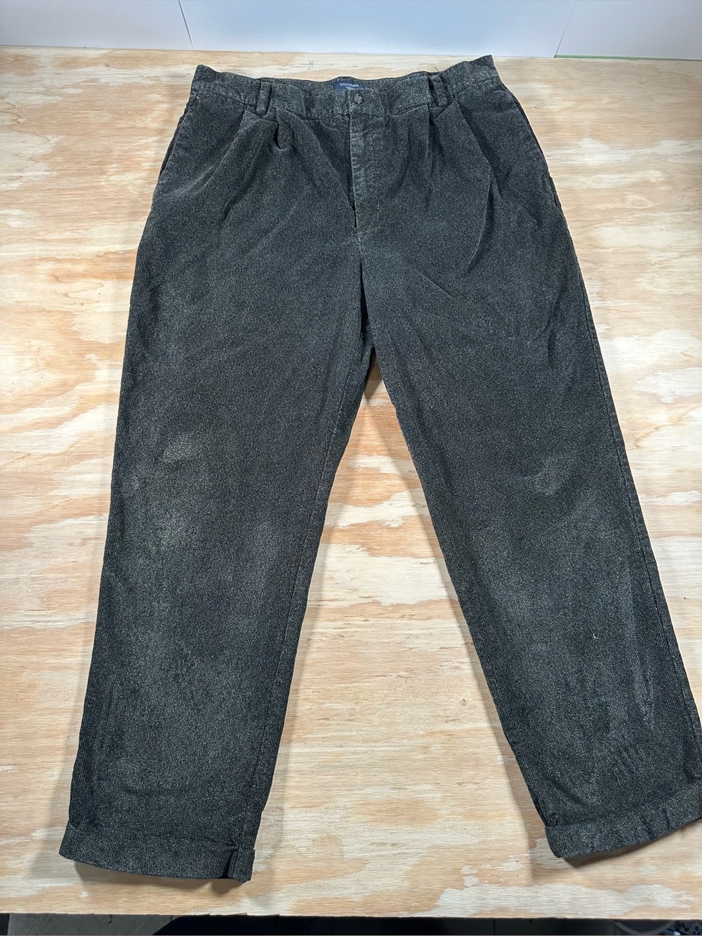 VTG Dockers Pleated Corduroy Trousers Mens W40 L34 Charcoal Grey 100% Cotton 200